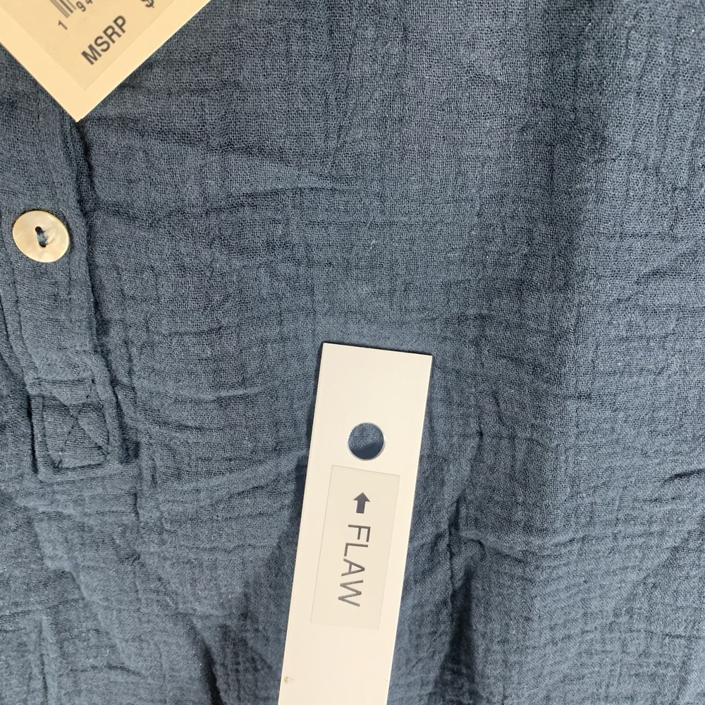 Faherty Women's Top Dream Gauze Desmond Navy 100% Organic Cotton XS Button Up - Picture 9 of 11